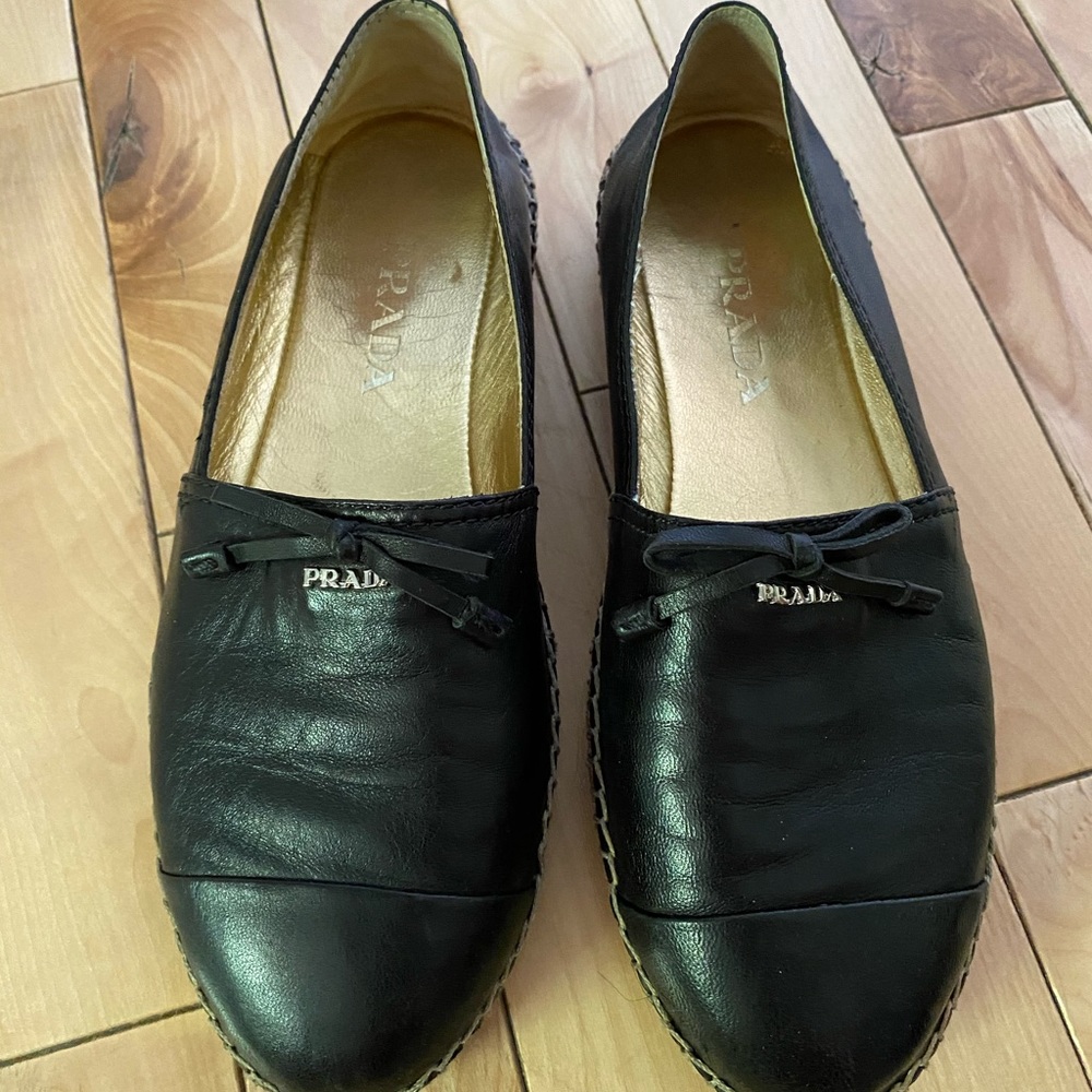 Prada Espadrilles, Leather, Size 36 ½